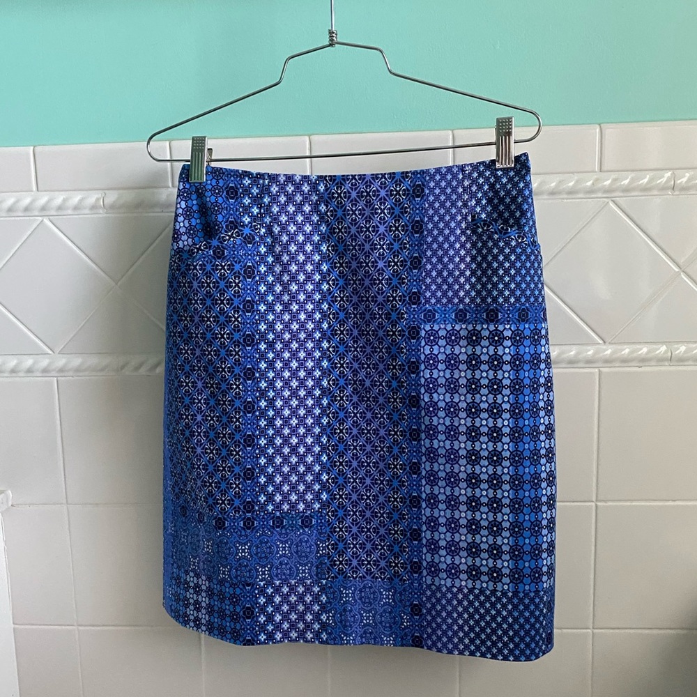 Etcetera Blue Patchwork Skirt